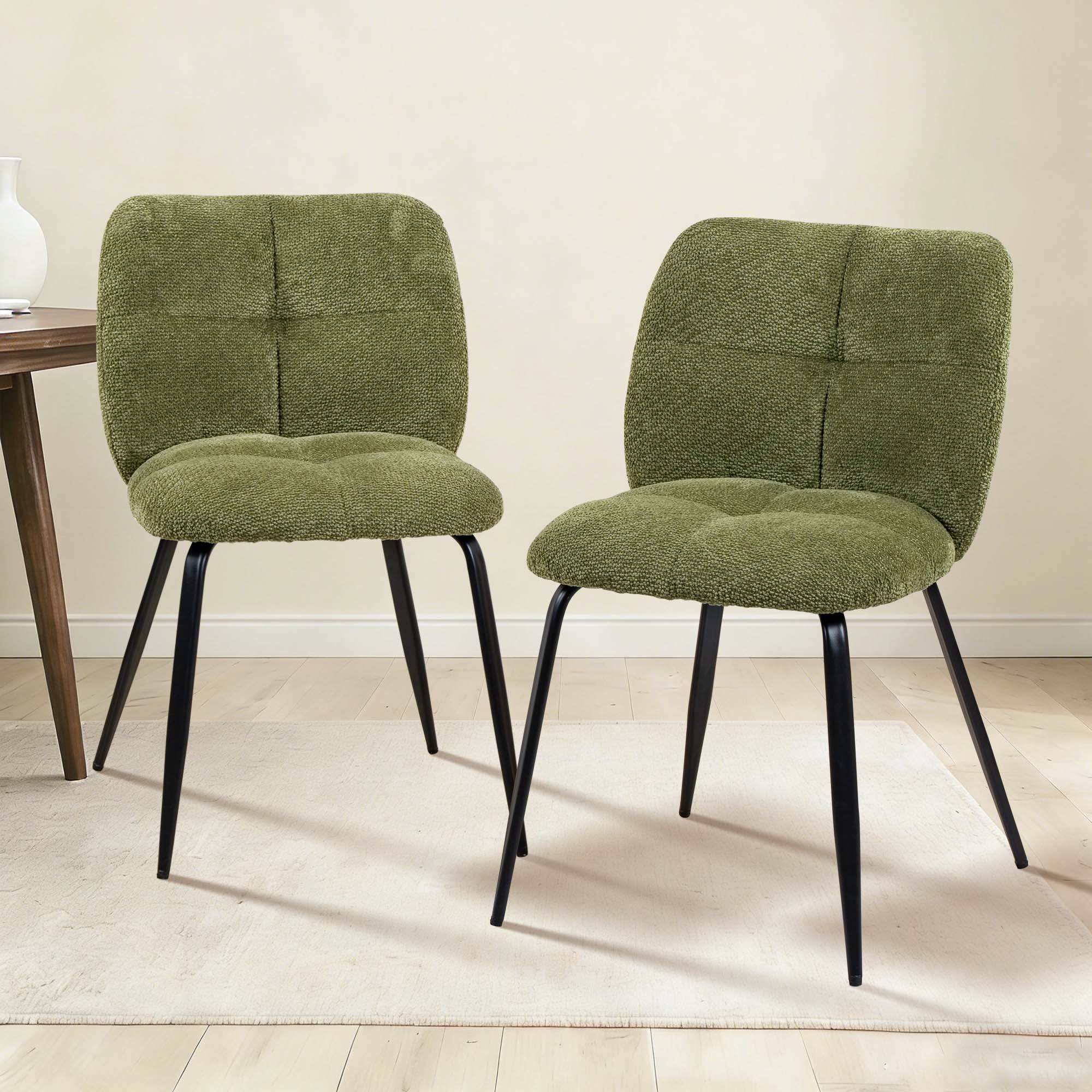 LIVARA Riviera Chenille Dining Chairs Tufted High Back (Set of 2)