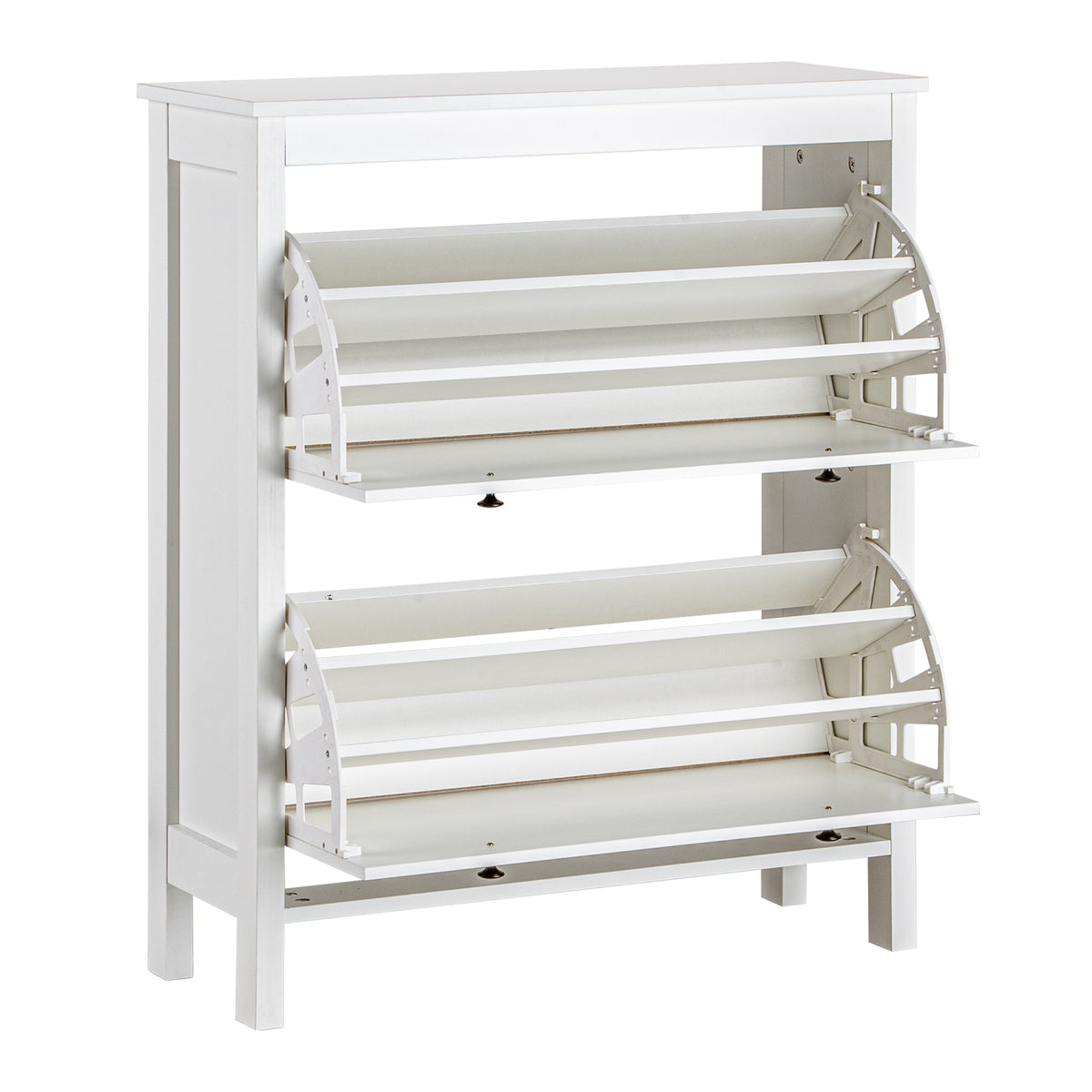 LivaraHome Hemnes 2 Flip Drawer Slim Shoe Storage Cabinet - White