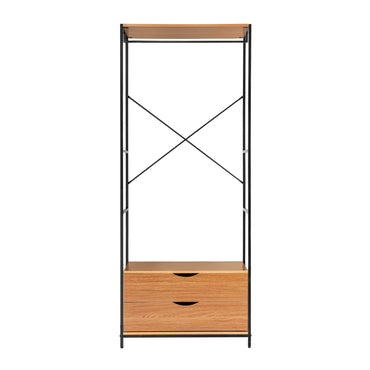 LivaraHome Sonoma 2 Drawer Clothes Rack Natural Garment Rack - Modern