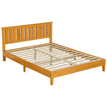 LivaraHome Alexis Solid Wood Bed Frame Rustic Slat Bedhead - Natural