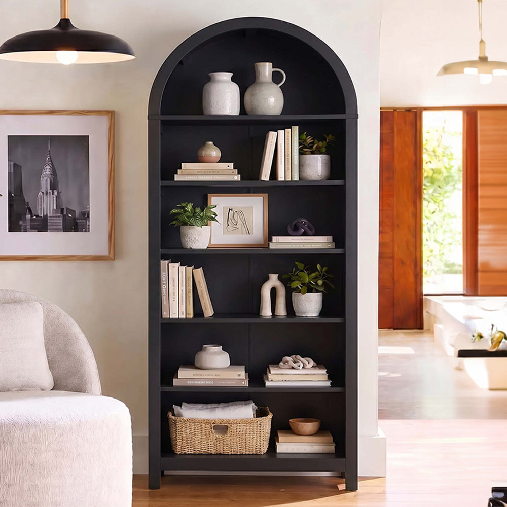 LivaraHome Arcen 6 Tier Bookcase Arched Shelving Unit