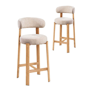 LivaraHome Cecil 65cm Chenille Bar Stools (Set of 2) - Natural