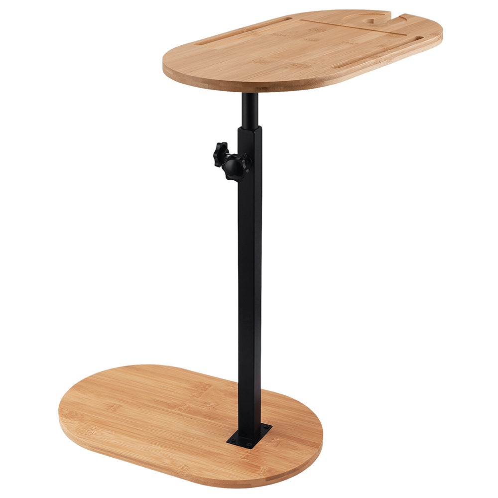 LivaraHome Lisbon Bamboo & Steel Side Table Adjustable Height