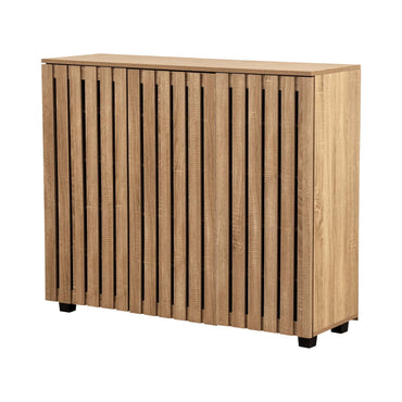 LIVARA Samia 3 Slatted Door Shoe Storage Cabinet Wooden Hidden Shoe Rack