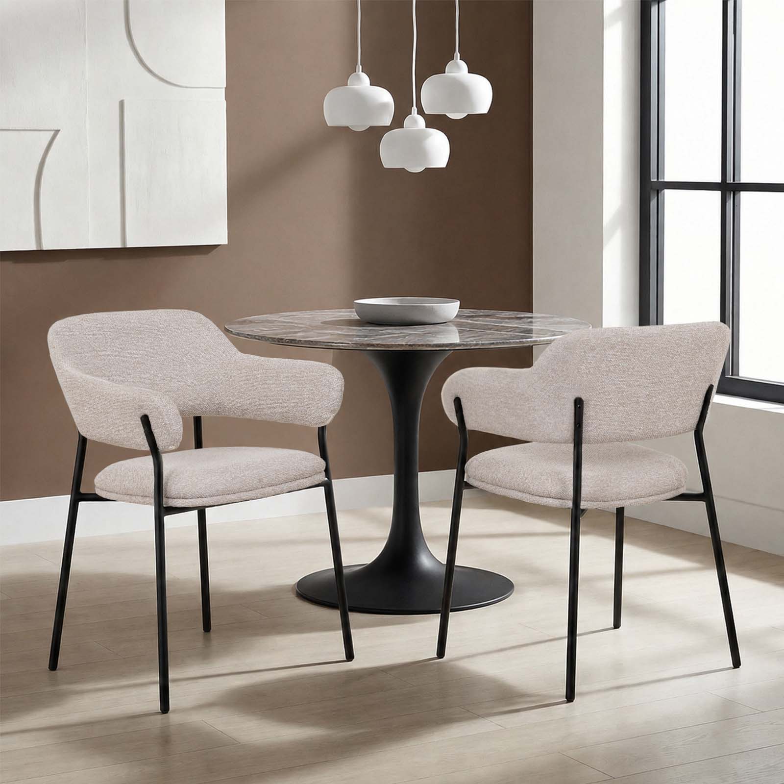 LivaraHome Wise Upholstered Modern Dining Chairs (Set of 2) - Beige