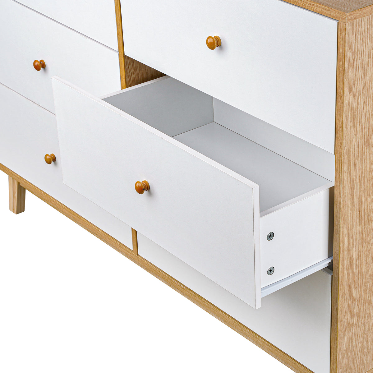 LivaraHome Aspen 6 Drawer Chest Wooden Dresser Storage Cabinet