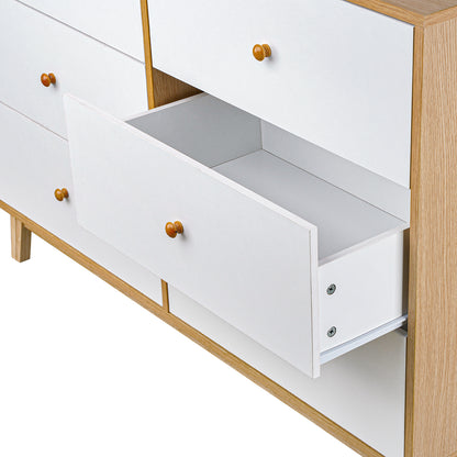 LivaraHome Aspen 6 Drawer Chest Wooden Dresser Storage Cabinet