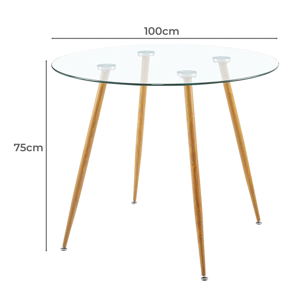LivaraHome Ryan Glass Dining Table Round Kitchen Table - Modern