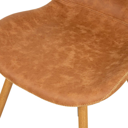 LivaraHome Kasa Faux Leather Dining Chairs Cushion Seat (Set of 2) - Mid Century