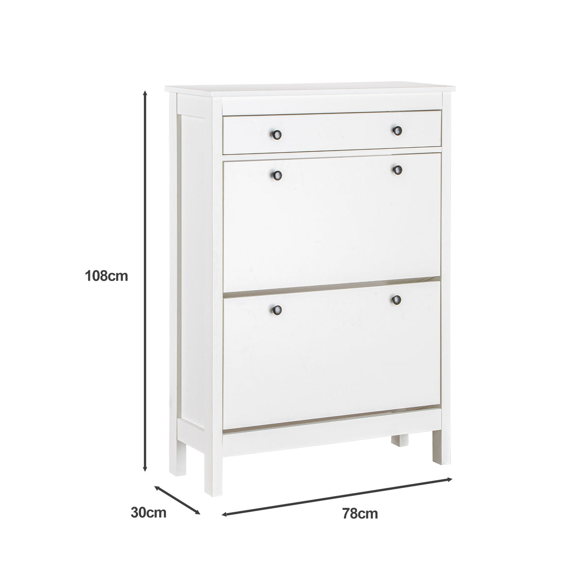 LIVARA Finley White Shoe Cabinet with 2 Flip Drawers Shoe Rack for Entryway