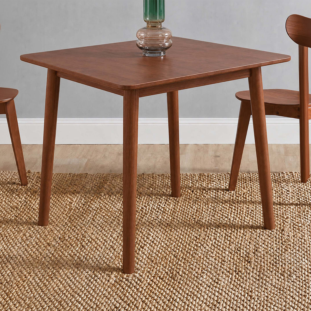 LivaraHome Nor Square Solid Rubberwood Dining Table for 4