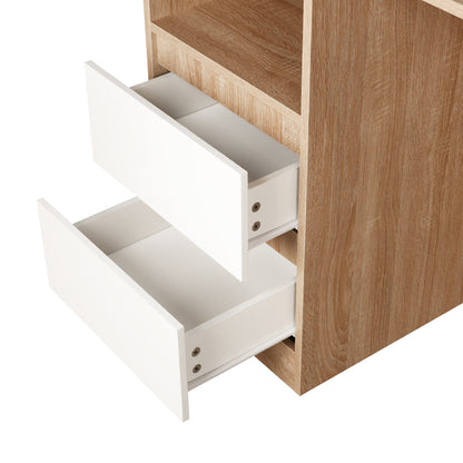 LivaraHome Como 2 Drawer Desk Modern Computer Wooden Table