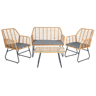 LivaraHome Neo 4 Seater Outdoor Lounge Set Wicker Patio Furniture