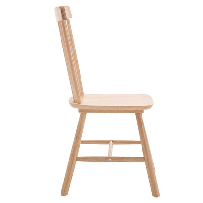 LivaraHome Wins Dining Chairs Slat Back Seat (Set of 2) - Rubberwood