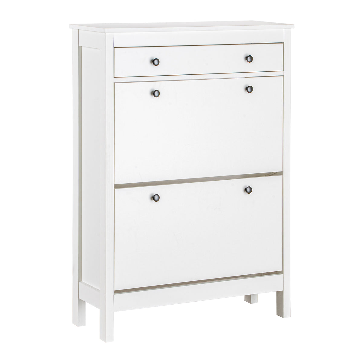 LIVARA Finley White Shoe Cabinet with 2 Flip Drawers Shoe Rack for Entryway