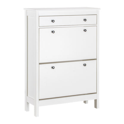 LIVARA Finley White Shoe Cabinet with 2 Flip Drawers Shoe Rack for Entryway