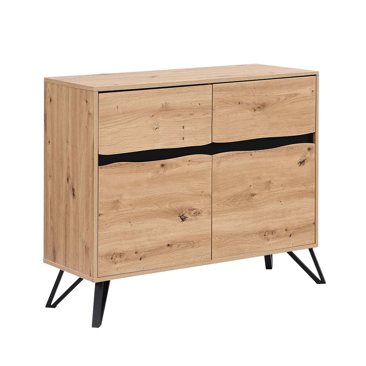 LivaraHome Uxia 2 Door Sideboard Modern Buffet Storage Cabinet - Oak