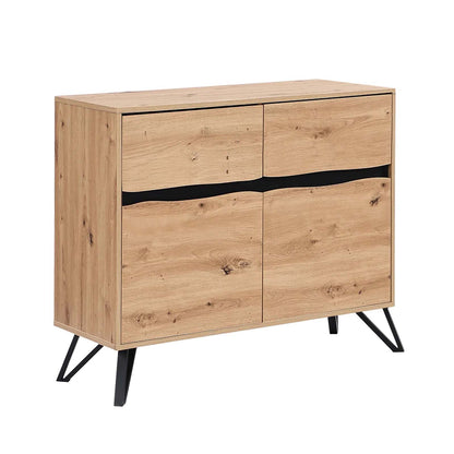 LivaraHome Uxia 2 Door Sideboard Modern Buffet Storage Cabinet - Oak