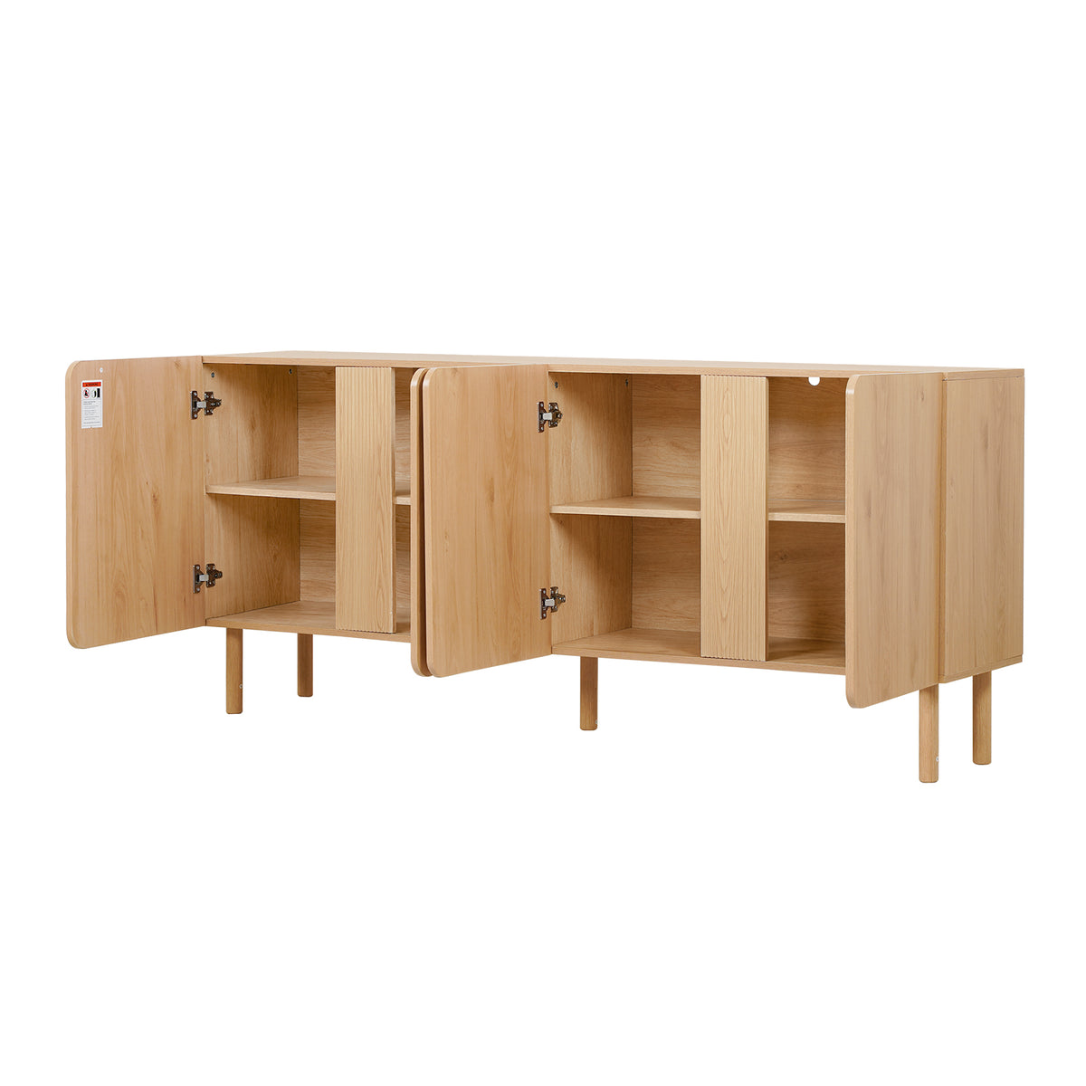 LivaraHome Mossa 4 Door Sideboard Modern Buffet Storage Cabinet - Natural