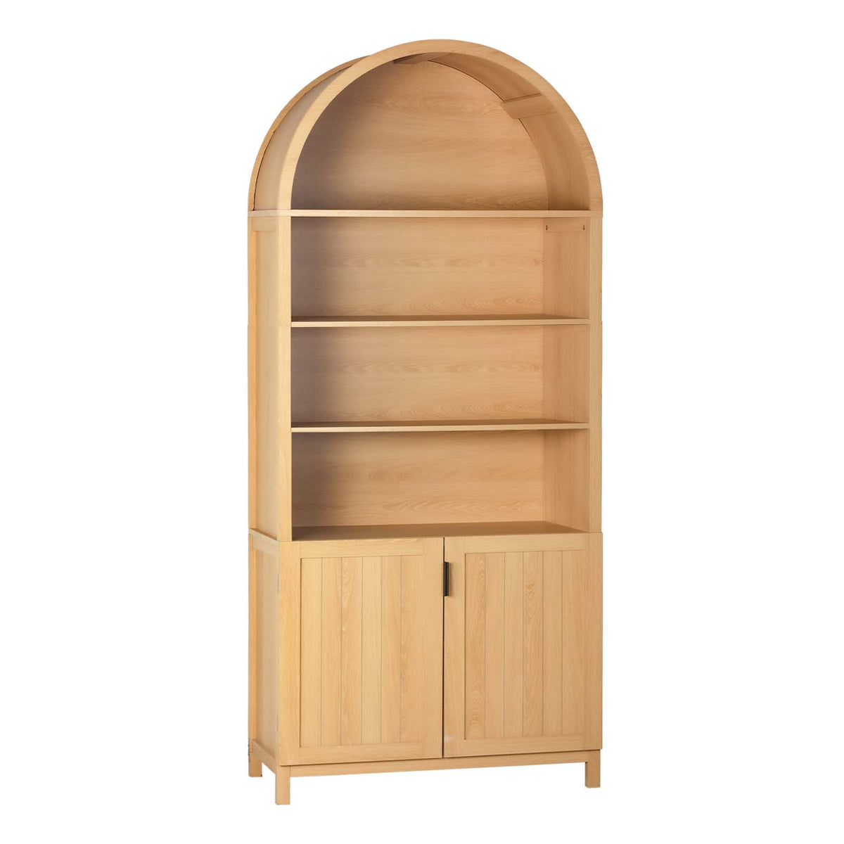 LivaraHome Arlo 2 Door Arched Bookcase Display Storage Cabinet - Natural