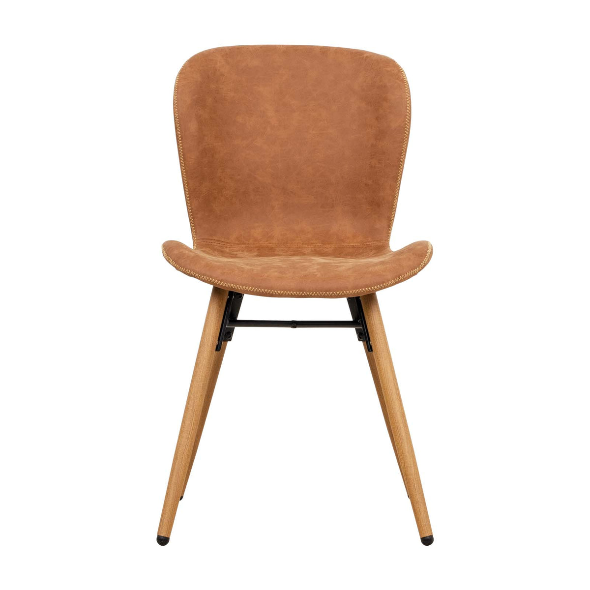 LivaraHome Kasa Faux Leather Dining Chairs Cushion Seat (Set of 2) - Mid Century