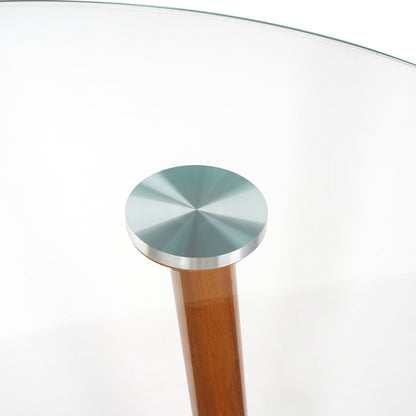 LivaraHome Ryan Glass Dining Table Round Kitchen Table - Modern