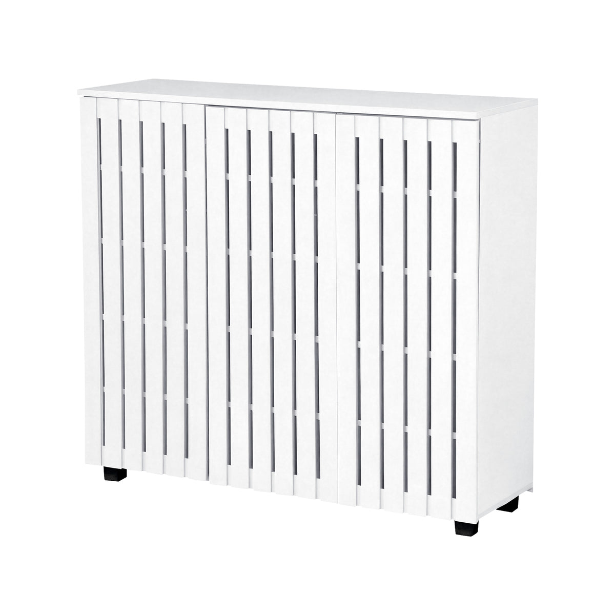 LIVARA Samia 3 Slatted Door Shoe Storage Cabinet Wooden Hidden Shoe Rack