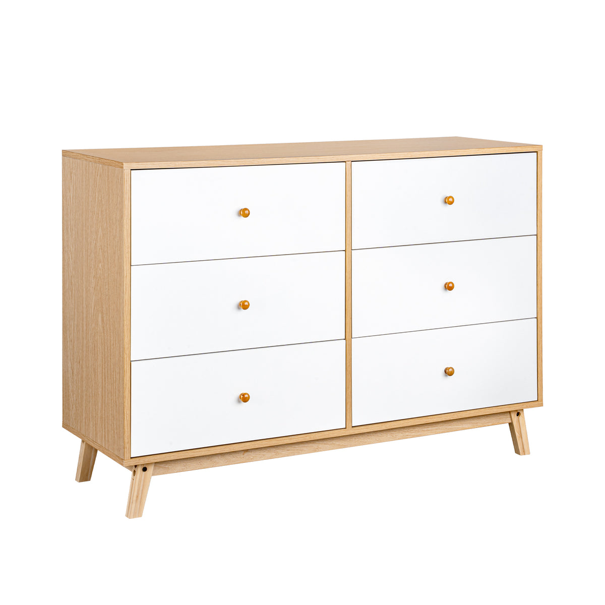 LivaraHome Aspen 6 Drawer Chest Wooden Dresser Storage Cabinet