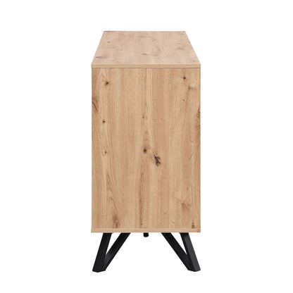 LivaraHome Uxia 3 Door Sideboard Storage Cabinet Modern Buffet - Oak
