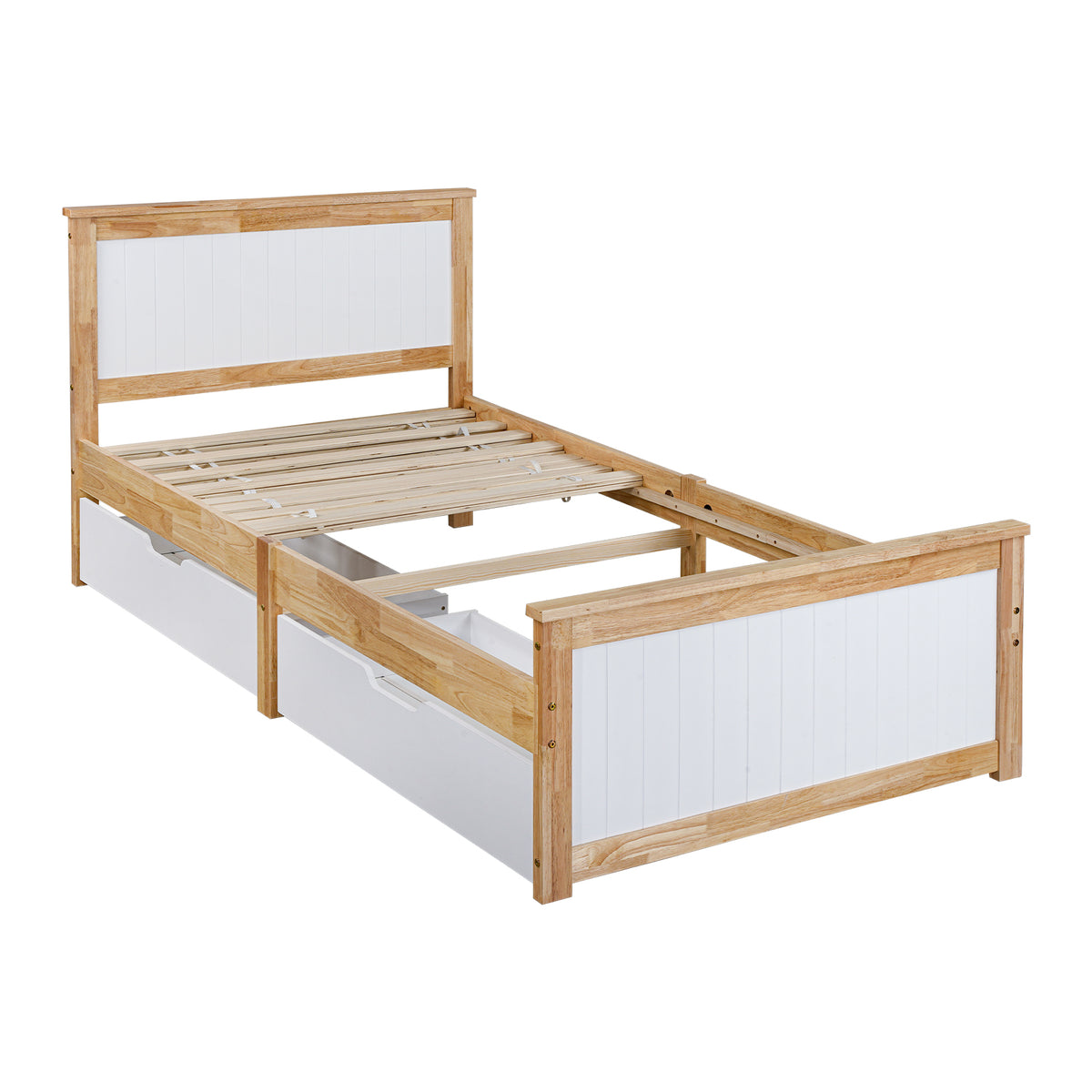 LivaraHome Coco 2 Storage Drawers Bed Frame with Headboard - Natural