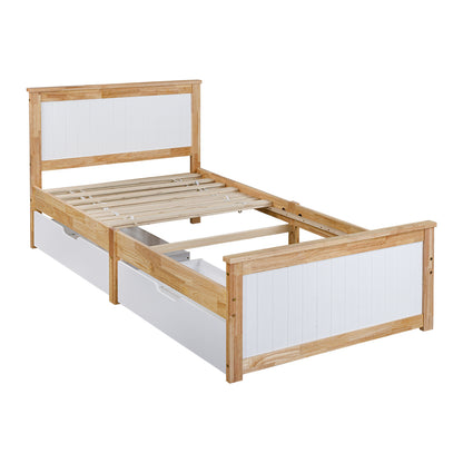 LivaraHome Coco 2 Storage Drawers Bed Frame with Headboard - Natural