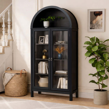 LivaraHome Arcen Arched 2 Door Storage Display Cabinet - Elegant