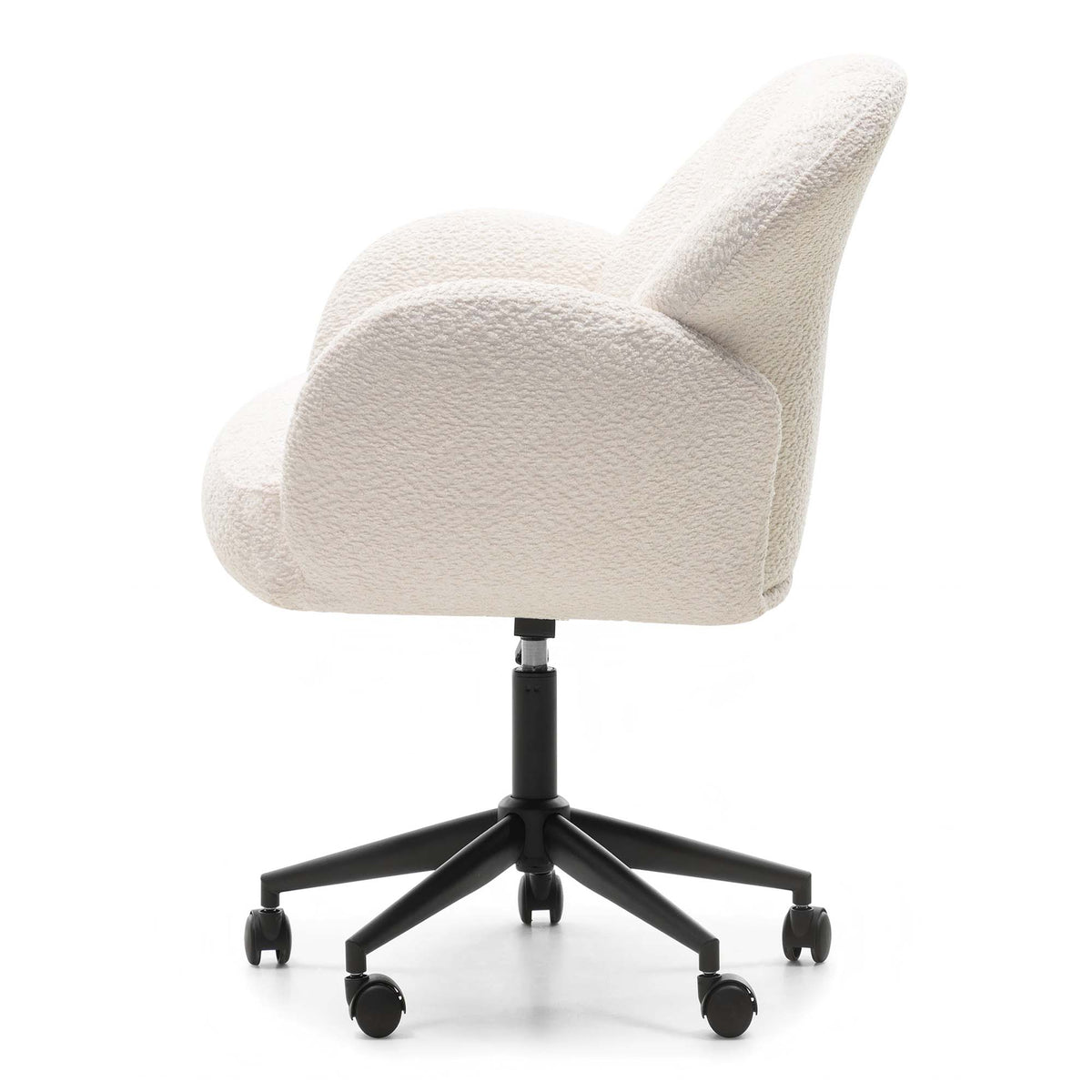LIVARA Walden Boucle Office Chair Cream Upholstered Desk Chair Adjustable Armrests