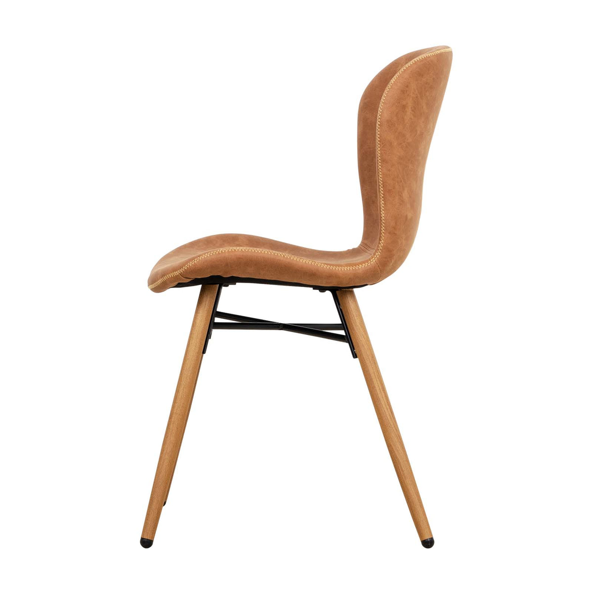 LivaraHome Kasa Faux Leather Dining Chairs Cushion Seat (Set of 2) - Mid Century
