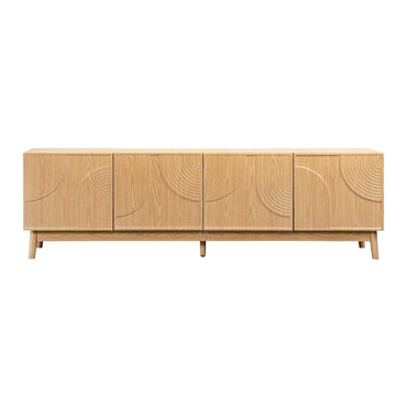 LivaraHome Arcen Lowline 4 Door TV Stand Unit Storage - Natural Oak