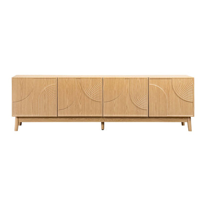 LivaraHome Arcen Lowline 4 Door TV Stand Unit Storage - Natural Oak