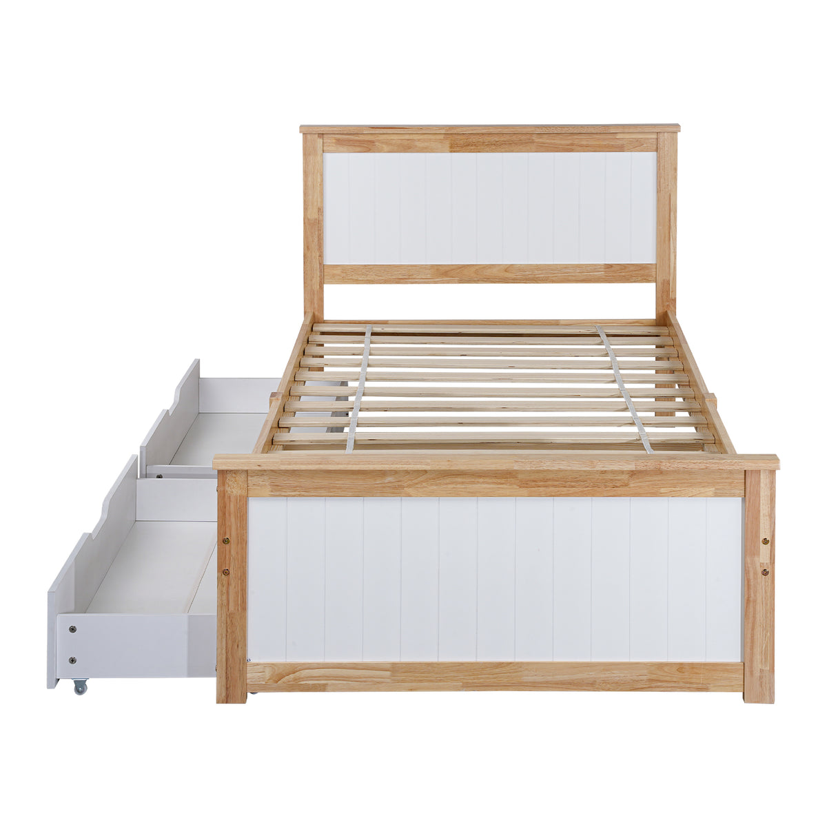 LivaraHome Coco 2 Storage Drawers Bed Frame with Headboard - Natural