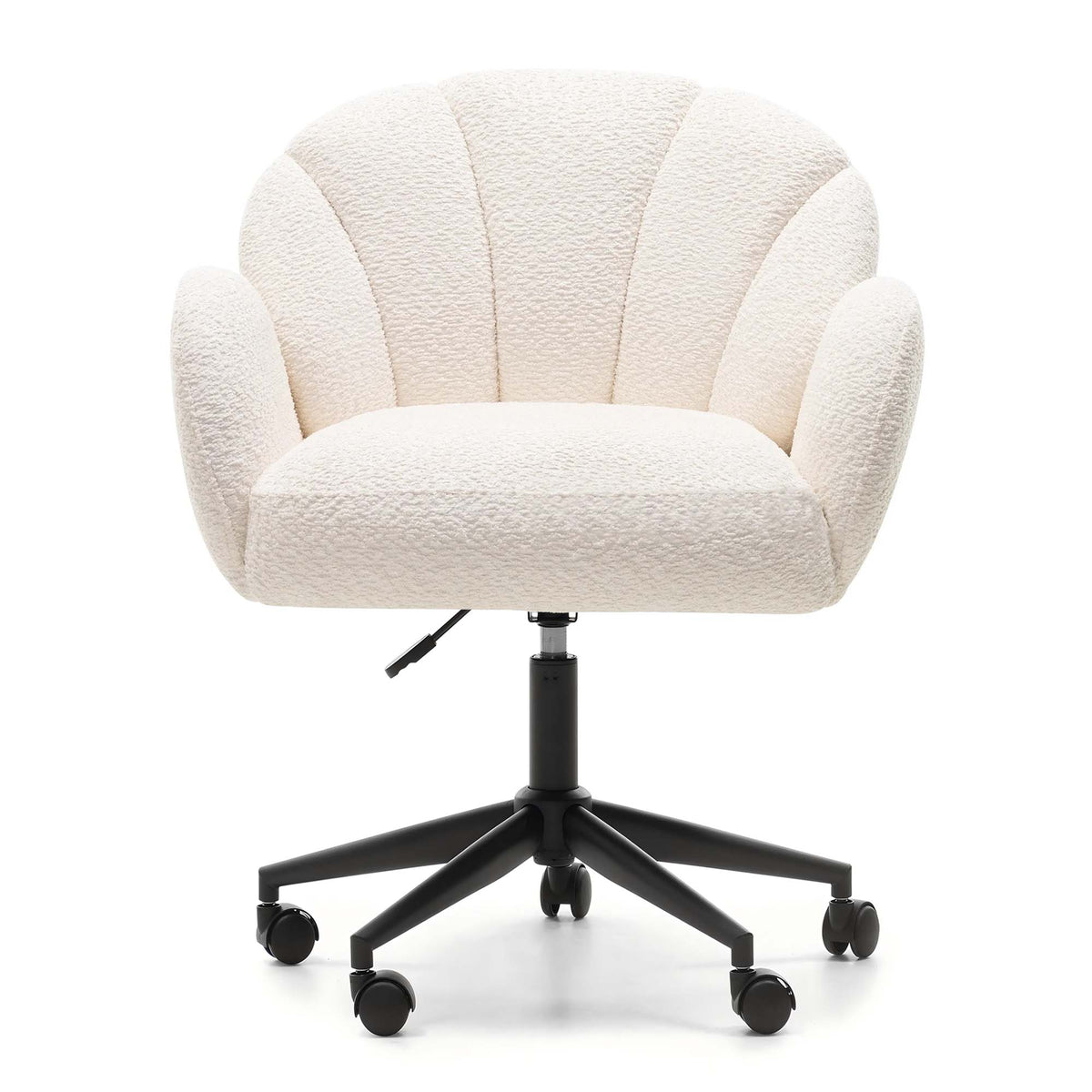 LIVARA Walden Boucle Office Chair Cream Upholstered Desk Chair Adjustable Armrests