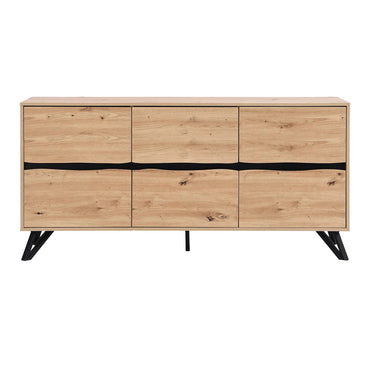 LivaraHome Uxia 3 Door Sideboard Storage Cabinet Modern Buffet - Oak