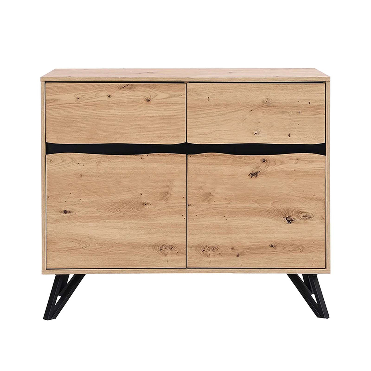 LivaraHome Uxia 2 Door Sideboard Modern Buffet Storage Cabinet - Oak