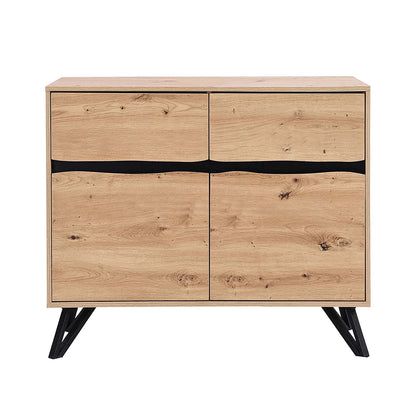 LivaraHome Uxia 2 Door Sideboard Modern Buffet Storage Cabinet - Oak
