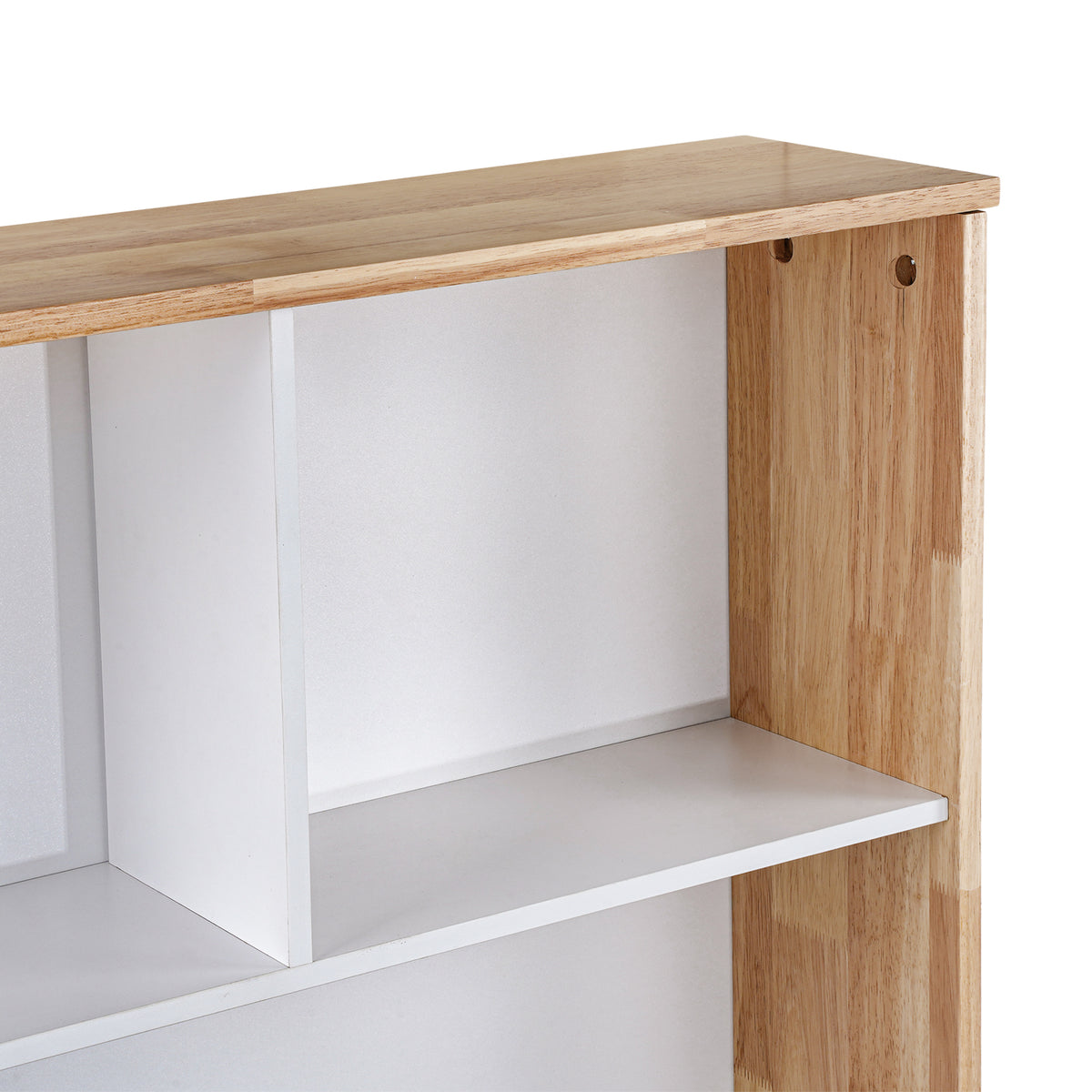 LivaraHome Myer 2 Drawer Storage Bed Frame with Bookshelf - Natural Oak