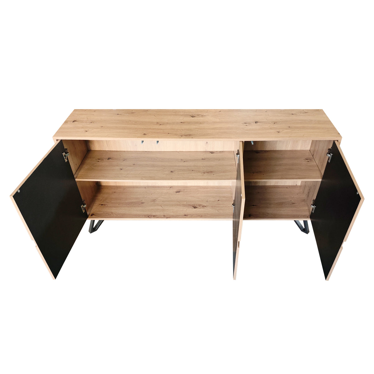 LivaraHome Uxia 3 Door Sideboard Storage Cabinet Modern Buffet - Oak