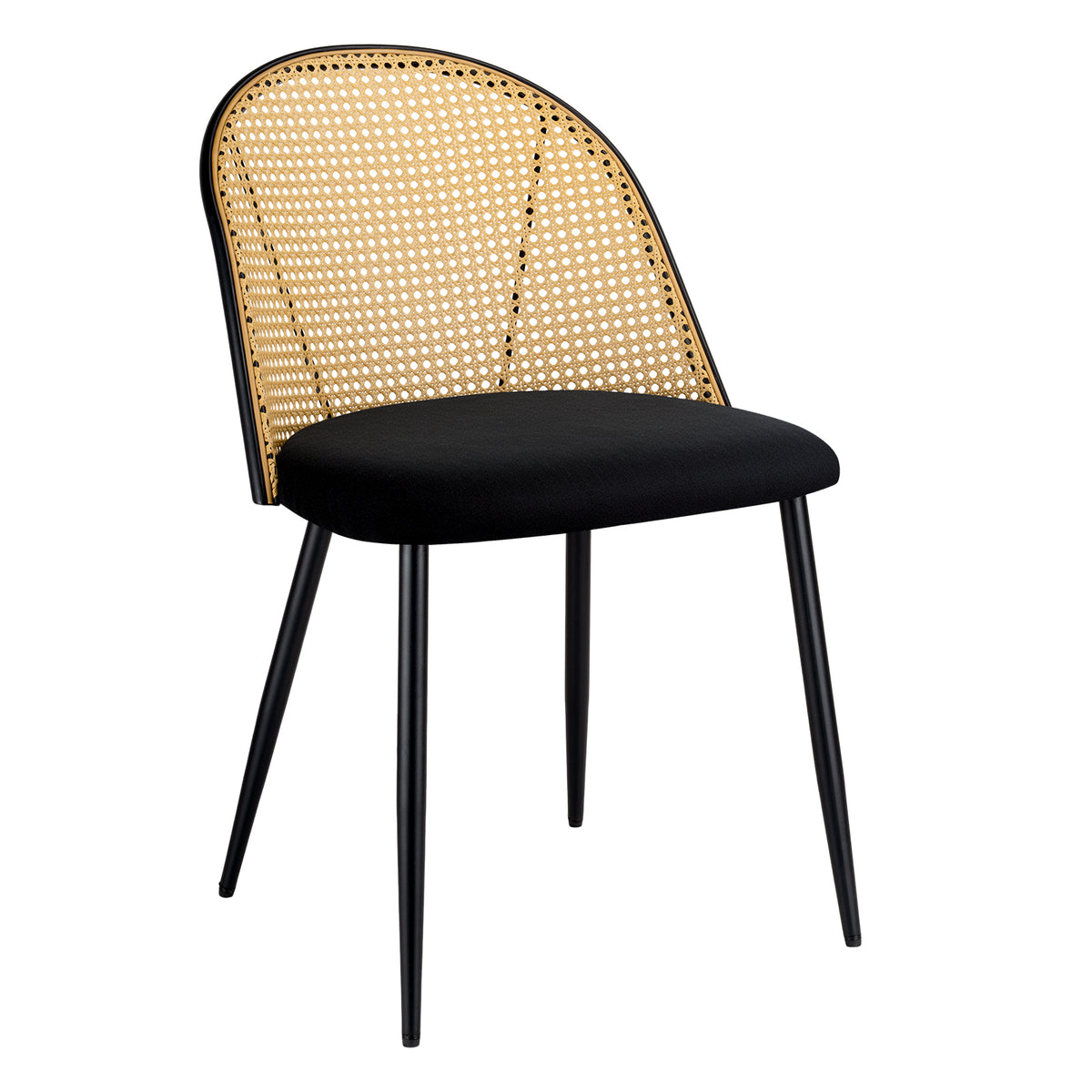 LivaraHome Avila 4 Seater Glass Dining Table & Rattan Chair Set - Black