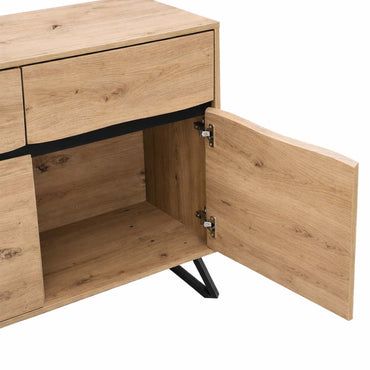 LivaraHome Uxia 2 Door Sideboard Modern Buffet Storage Cabinet - Oak
