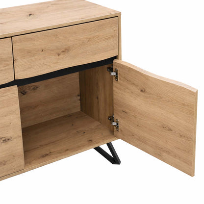 LivaraHome Uxia 2 Door Sideboard Modern Buffet Storage Cabinet - Oak