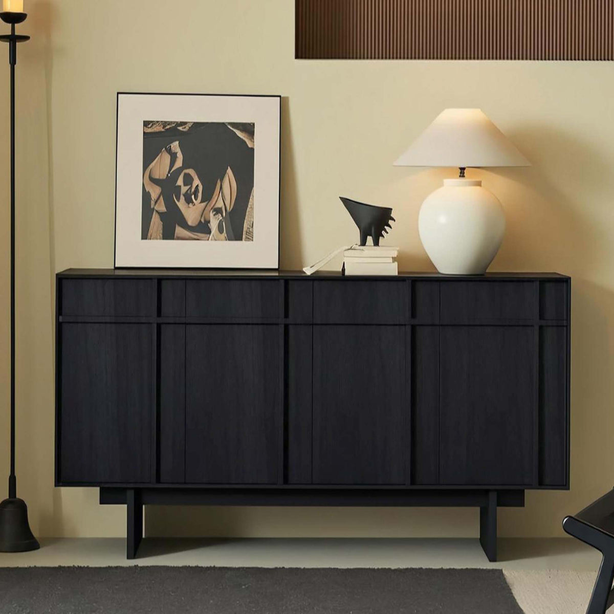 LivaraHome Pekin 4 Door Buffet Cabinet with Storage Credenza - Classic