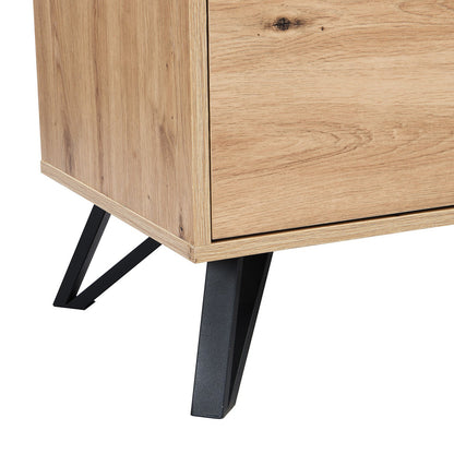 LivaraHome Uxia 3 Door Sideboard Storage Cabinet Modern Buffet - Oak