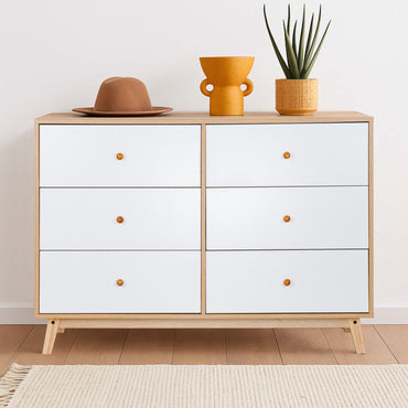 LivaraHome Aspen 6 Drawer Chest Wooden Dresser Storage Cabinet