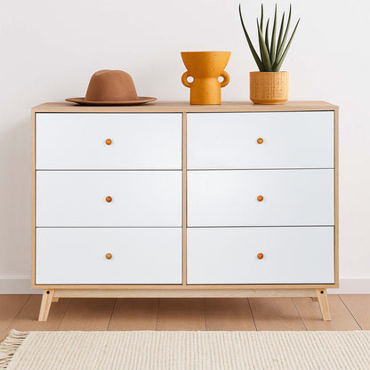 LivaraHome Aspen 6 Drawer Chest Wooden Dresser Storage Cabinet